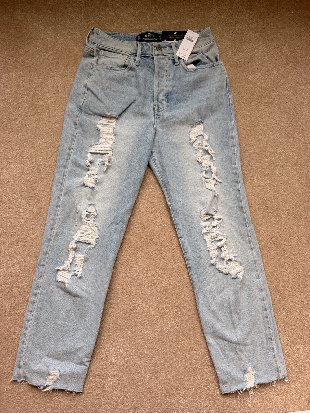Hollister Light Blue Distressed Boyfriend Jeans